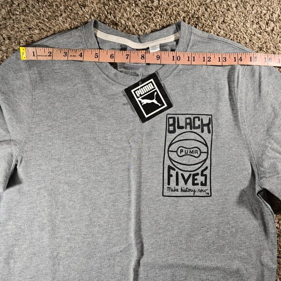 PUMA Black Fives "Make History Now" Graphic Tee Men's Size Small 532264-02 Gray - Picture 4 of 11
